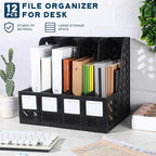 Glenmal 12 Pack Magazine Organizers Binder Organizer for Desk Plastic Vertical File Holder Magazine Racks Desk Accessories for Office, Home, or School (Black)