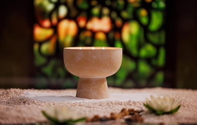 Blueme Renew Candle | Ivy & Rose | 3 Wick - Refillable Wellness Candle with Essential Oils, Hand Finished & Poured Soy Wax Blend Ceramic Vessel, Natural Cotton Wicks | Medium 12 oz