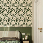 Peel and Stick Wallpaper Contact Paper for Cabinets Drawers Green Beige Floral Flower Vintage Design 17.5x118in Self Adhesive Wall Removable Desk Bedroom Moody Renter Friendly Modern