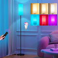 Ambimall 64'' Floor Lamps for Living Room with Remote Control and RGB + Stepless Dimmable Colors Temperature & Brightness, 9W Smart Bulb Included(White Shade & Black Pole)