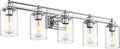 Chrome Vanity Light Fixtures, HWH 5-Light Bathroom Light Over Mirror, Modern Wall Sconce Lighting for Bathroom 37-inch, Chrome Finish, 5HLT63B-5W CH