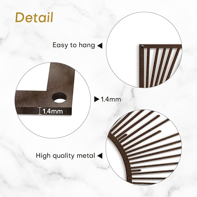 SIGNLEADER Metal Wall Art Decor Shining Sun Minimalist Modern Abstract Wall Sculpture Hangings Home Decoration for Living Room, Bedroom, Bathroom, Kitchen, Outdoor - 18" Bronze