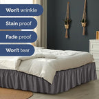 Wrap Around Dust Ruffle Bed Skirt - Dark Grey - Twin/Twin XL Size Beds with 24 Inch Drop - Elastic Strap - Adjustable Pleated Bedskirt with Brushed Fabric and Wrinkle Free - Women, Men, Kids & Teens