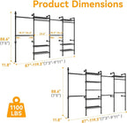 W4 Industrial Pipe Clothing Rack Wall Mounted Closet System Expandable Clothes Rack for Hanging Clothes, Heavy Duty Garment Rack Adjustable for Walk in Closet, Black