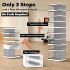 FAHKNS Foldable Shoe Rack,Portable Shoe Organizer Storage Cabinet with Magnetic Clear Door,No Assembly for Entryway Living Room and Bedroom 9 Tiers 16 Pairs