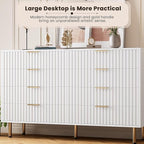 GarveeHome 8 Drawer Dresser for Bedroom, Fluted 55 in Wide Modern Chest of Drawers with Deep Drawers, Wooden Dresser Organizer for Living Room, Hallway, Kids Room, White