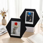 Shimeyao 2 Pcs Magnetic Bulletin Board for Tabletops with 8 Magnets Memo Display Easel Stand for Home Office School Kitchen Table Supplies(Hexagon,Black,10 x 8.5 Inch)