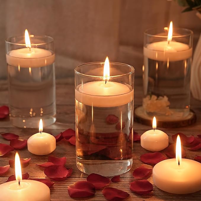 3 inch White Floating Candles, 12 Packs Unscented Floating Candle for Centerpieces 3” White Floating Candles Bulk for Wedding Christmas