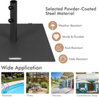 Giantex 50 lbs Umbrella Base - 24 inch Square Umbrella Stand with 2 Rollers, Heavy Duty Steel Umbrella Base Weight for 1.6''-1.9'' Poles, 2 Knobs, Patio Umbrella Holder for Garden Deck Poolside, Black