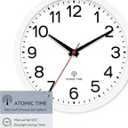 AKCISOT Atomic 10 Inch Wall Clock Analog Clocks for Indoor Kitchen-Silent Battery Operated Clock for Bedroom Office Classroom Living Room(White)