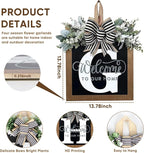 Ultra Large 14'' Last Name All Year Round Front Door Wreath with 26 Initial Letter Welcome Sign All Seasons Eucalyptus Garland and Bow Wreaths for Front Door Porch Farmhouse Decoration (G)