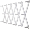 Dseap Accordian Wall Hanger: 16” High Wooden Wall Expandable Coat Rack, Hat Rack Holder, Accordion Hook for Baseball Caps, Coats, Mugs, 17 Peg Hooks, White