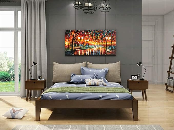 Alenoss Modern Oil Paintings on Canvas Large Wall Art 24x48 Inches Romantic Abstract Paintings Contemporary Art Colorful Artwork Wall Decor for Bathroom Living Room