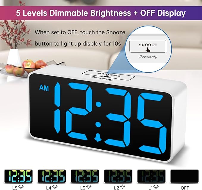 DreamSky Large Digital Alarm Clock Big Numbers for Seniors & Visually Impaired, RGB 9 Inches Desk Clock for Bedroom, Dimmable Jumbo Display, USB Ports, Loud Alarm for Heavy Sleepers, Adjustable Volume