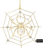 Matashi 24K Gold Plated Crystal Studded Lucky Spider Hanging Ornaments for Christmas Tree Spider Miracle Traditions, Decor - with Story of The Tradition of Tinsel Legend Spider on Web Ornament