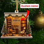 Personalized Hair Salon Christmas Ornament 2025, Flat Acrylic 2D Printed Ornament, Custom Hair Stylist Ornament, for Hairdresser, Christmas Tree Decoration