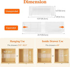 Lifewit 3 Pack Sliding Makeup Drawer Organizer Trays with Inserts, Extendable Hanging Desk Drawer Divider, 14-23" Long/1.8" High Plastic Organizer Tray in Vanity/Bathroom/Office/Kitchen, Translucent