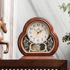 Wooden Mantel Clock with Silent Movement - Vintage Table Clock for Living Room Fireplace Mantel Decor