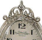 NIKKY HOME Vintage Table Clock, Silent Non-Ticking Battery Operated Desk Shelf Mantel Small Metal Clock for Living Room Decor - Retro Silver