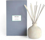 Blueme Focus Diffuser | Eucalyptus & Lime | 16.91 Fl Oz - Refillable Wellness Diffuser, Contains Essential Oil, Sustainable, Hand Finished, Premium, Luxury Ceramic, Natural Rattan Reeds | Large