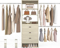 96'' Closet Organizer System with 3 Hanging Rods, 8FT Closet Organizers and Storage with 3 Wooden Drawers, Built in Closet Organizer Systems, Adjustable Walk-in Wardrobe from 2-8FT, White Oak