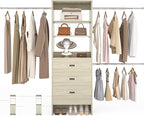 96'' Closet Organizer System with 3 Hanging Rods, 8FT Closet Organizers and Storage with 3 Wooden Drawers, Built in Closet Organizer Systems, Adjustable Walk-in Wardrobe from 2-8FT, White Oak