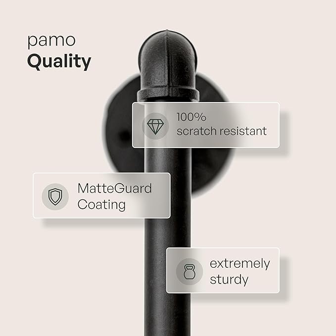pamo Black Industrial Pipe Clothing Rack - LOFT IV - Steplessly Adjustable Closet Organizer System for Ceiling Heights between 86" - 98"- Suitable as Closet Clothes Rack or Room Divider