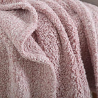 Ultra Soft Fleece Sherpa Blanket King Size,Lightweight Cozy Boho Bed Blanket with Decorative Tassel, Pattern Reversible, 2 Tones Ombre Dusty Pink,104”x90”