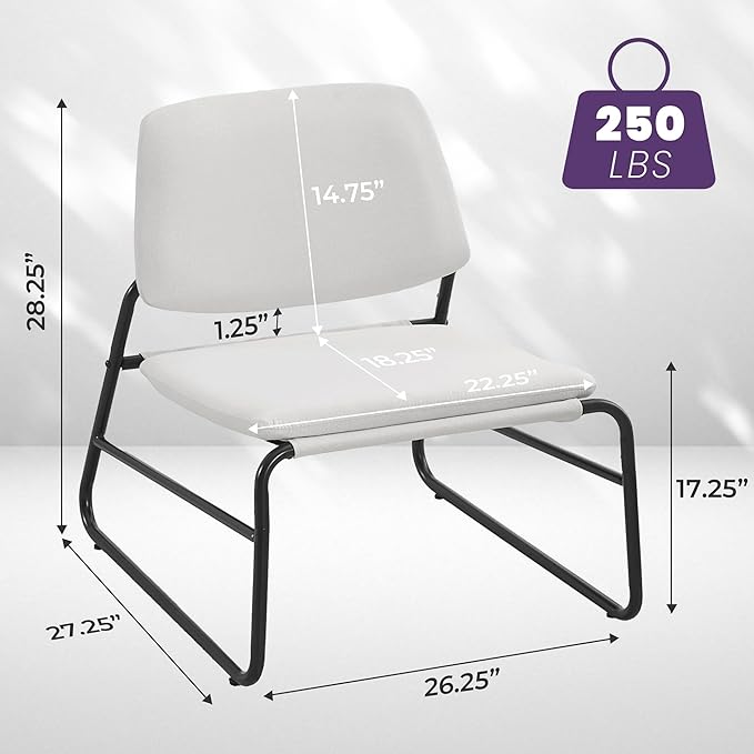 DAICO Modern Accent Chair Armless Sling Accent Chairs Comfy Upholstered Side Sitting Chairs with Metal Frame for Living Room Bedroom Balcony Garden, Linen, Beige