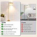 Dimmable Floor Lamp, Arc Floor Lamps for Living Room, Stepless Dimming Modern Standing Lamp with Linen Shade, Tall Lamp for Bedroom Office Dining Room- Gold