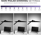 Neatfi Elite HD XL Desk Lamp with Clamp, 1600 Lumens, 22-Inch Wide Head, Non-Polar Dimming, 84 SMD LEDs, 6500K, Task Light for Home, Office, Study Room (Non-CCT with Clamp, Black, 22 Inches)