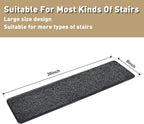 PURE ERA Carpet Stair Treads Tape Free Non Slip Indoor Stair Carpet Stair Protectors Pet-Friendly Non-Slip Skid Resistant Washable Reusable 8" x 30"(14 Pieces,Black)