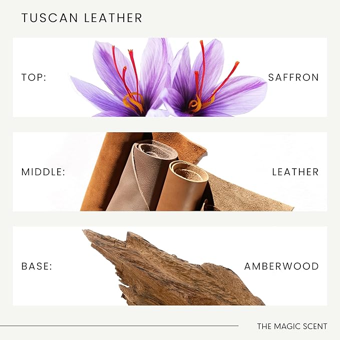 The Magic Scent Tuscan Leather Diffuser Oil - Hotel & Home Luxury Scents - Diffuser Oil Scents for Home Designed for Use in All Diffusers - 16.9 fl oz, 500 mL