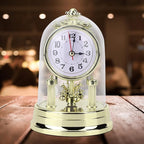 Desk Clock, Table Vintage Clock Small Silent Desk Clock Rustic Non Ticking Mantel Desktop Decorative with Dome Silent Elegant for Home Living Room Decor Office Countertop Bedroom Bedside Shelf