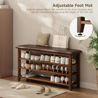Shoe Bench with Leather Cushion,Wood Bench with Shoe Rack,3-Tier Shoe Storage Organizer for Entryway,Hallway,Living Room (Brown, 3-Tier-47.3")