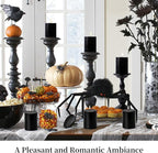 KONNI Black Pillar Candles Set of 3, 3"x 3" Unscented Pillar Candles Bulk, 30 Hours Long Burning Candles, Smokeless&Dripless Large Round Candle for Wedding, Home Decoration, Parties, Spas, Dinner