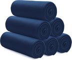 Newwiee 6 Pack Fleece Blankets Bulk 50 x 60 Inch Double Sided Ultra Soft Fleece Throw Blankets Bulk Lightweight Warm for Airplane Home Office Wedding Gifts Outdoor Use (Navy Blue)