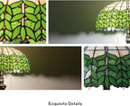 Tiffany Style Floor Lamp, 16" Stained Glass Green Leaf Shade with Antique Bronze Base, 2-Light E26 Pull Chain Standing Reading Light for Living Room, Bedroom, UL Listed, 16x16x64 Inches