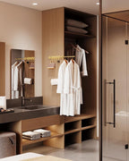 12" Valet Rod for Closet Pull Out With 4 Hooks Valet Rods for Closets (2Pack Gold) Closet Valet Rod Slide Out