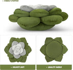 Flower Throw Pillow - 17.8" Plant Shaped Cushion, Soft Plush Decorative Pillow for Bedroom & Living Room, Unique Green Design, Home Decor Accen
