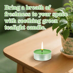 Maqihan 25pcs Green Tea Lights Candles Set - Mini Votive Tealight Candles Tea Candle with Cotton Wick for Home,Pool,Shabbat,Wedding,Emergencies,Christmas