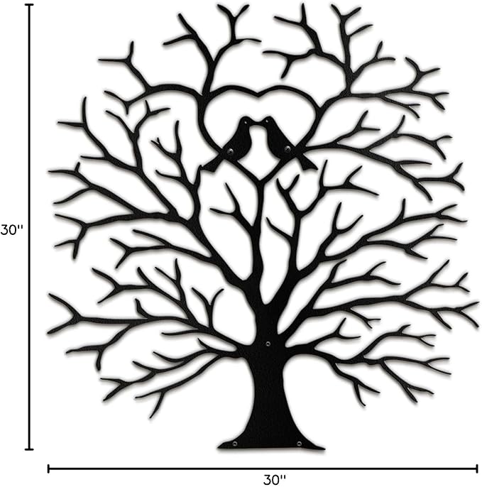 SIGNLEADER Metal Wall Art Decor Heart-Shaped Tree of Love Abstract Wall Sculpture Hangings Home Decoration for Living Room, Bedroom, Bathroom, Kitchen, Outdoor - 30" Black