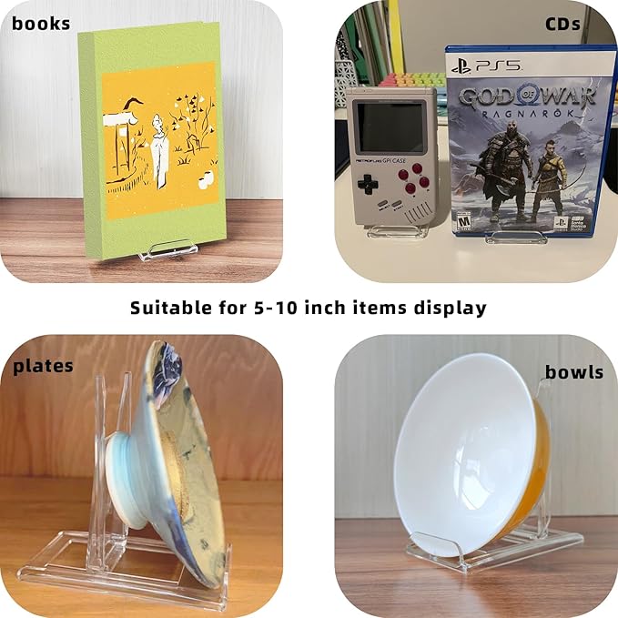 10 Pack Book Display Stands Adjustable Clear Easel Collector Display Holder for Comic Artwork Album CD Magazine Postcard Cookbooks Photos