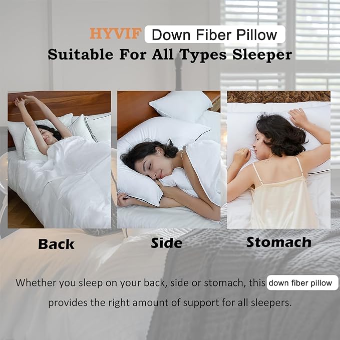 Luxurious Down Pillows - Standard Size, High Fill Power, Breathable Cotton Blend Shell,Down Pillow Ideal for Every Night (Off White, Queen (Pack of 1))