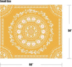Lifeel Yellow Bohemian Tapestry Wall Hanging, Mandala Floral Medallion Hippie Tapestry with White Aesthetic Wreath Design, Gold Wall Decor Blanket for Bedroom Home Dorm,Small 50×60 inches