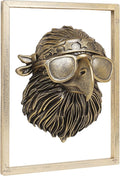 Newinhome Animal Heads Wall Decor (Includes Metal Frame) Resin Animals Sculptures Head Wall Hanging Decoration Gold vintage Wall Sculpture for Living Room Bedroom Office(Eagle)
