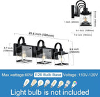 Black Bathroom Light Fixtures 3-Light Wall Sconces Lights,Industrial Vanity Light Farmhouse Lighting Fixtures Bathroom Above Mirror,Modern Wall Light fixtures