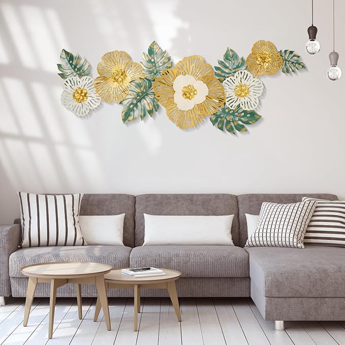 Babyieia 3D Ginkgo Leaf Metal Wall Art Decor for Living Room, Large Modern MetalWall Sculptures, Metal Wall Decor Home Decor for Living Room Dining Room Bedroom