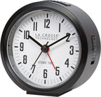La Crosse Technology 617-710B-INT 4-Inch Round Black Atomic Analog Alarm Clock