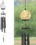 Wind Chimes Outdoor Solar Lights, 42 Inch Large Sympathy Chime 15 LED Twinkle Warm White Crackled Glass Sphere Ball Hanging Lantern Birthday Gifts for Decorative in Garden, Yard, Patio, Landscape
